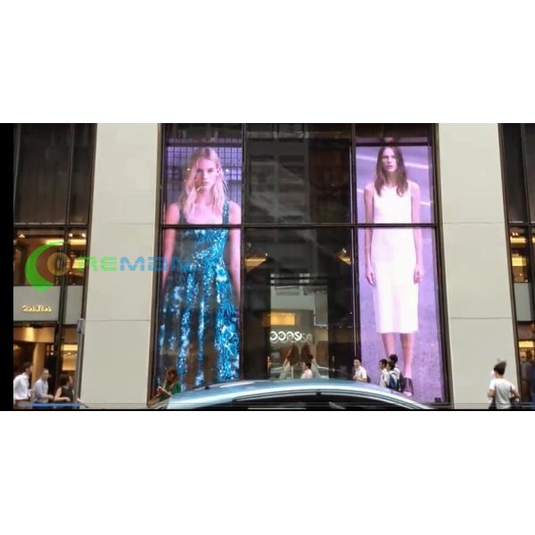 Full Color Transparent LED Video Wall Advertising Stage Performance On Building Wall