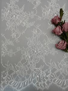 China 100% Nylon 145CM White Floral Lace Tulle Mesh Fabric Embroidery Soft Lace Fabric on sale