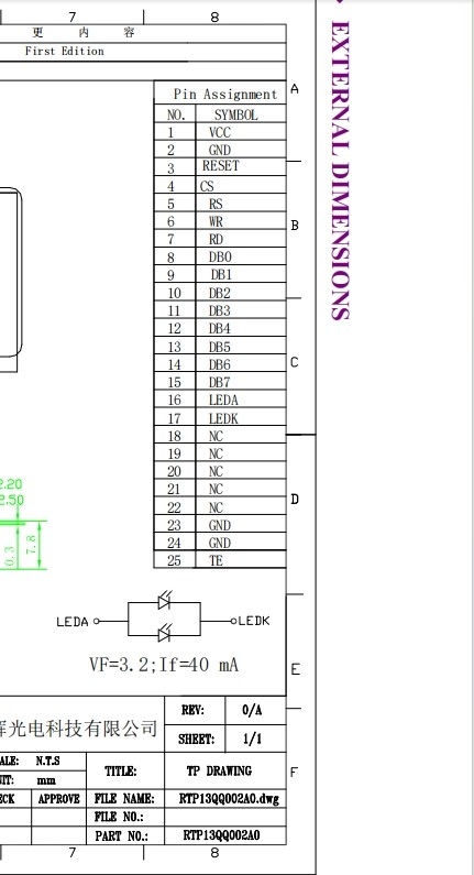 ODM 128x128 TFT Square LCD Monitor Display panel 1.3 Inch 700cd/m²