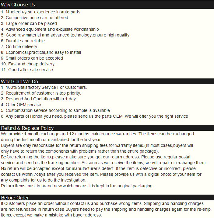 2.4I Honda Cooling Fan Motor Engine 1.5 80110-TM0-H01 Car Condenser Comp