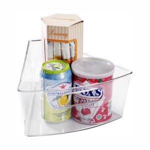 China Clear Transparent Fridge Fresh Container Plastic Corner Kitchen Cabinet Lazy Susan Storage Organizer Bins Food Safe on sale