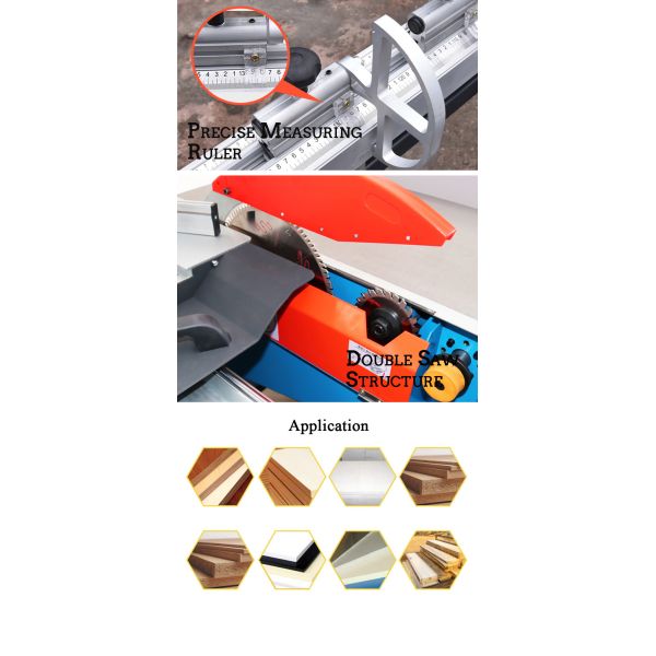 Panel Saw with Blade Tilting Adjustment 0-45° and Cutting Extension Table 640*680*70mm