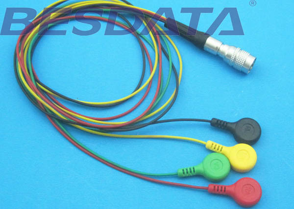 TPU Material ECG Cables And Leadwires 4 Leads Colorized Cable Snap IEC
