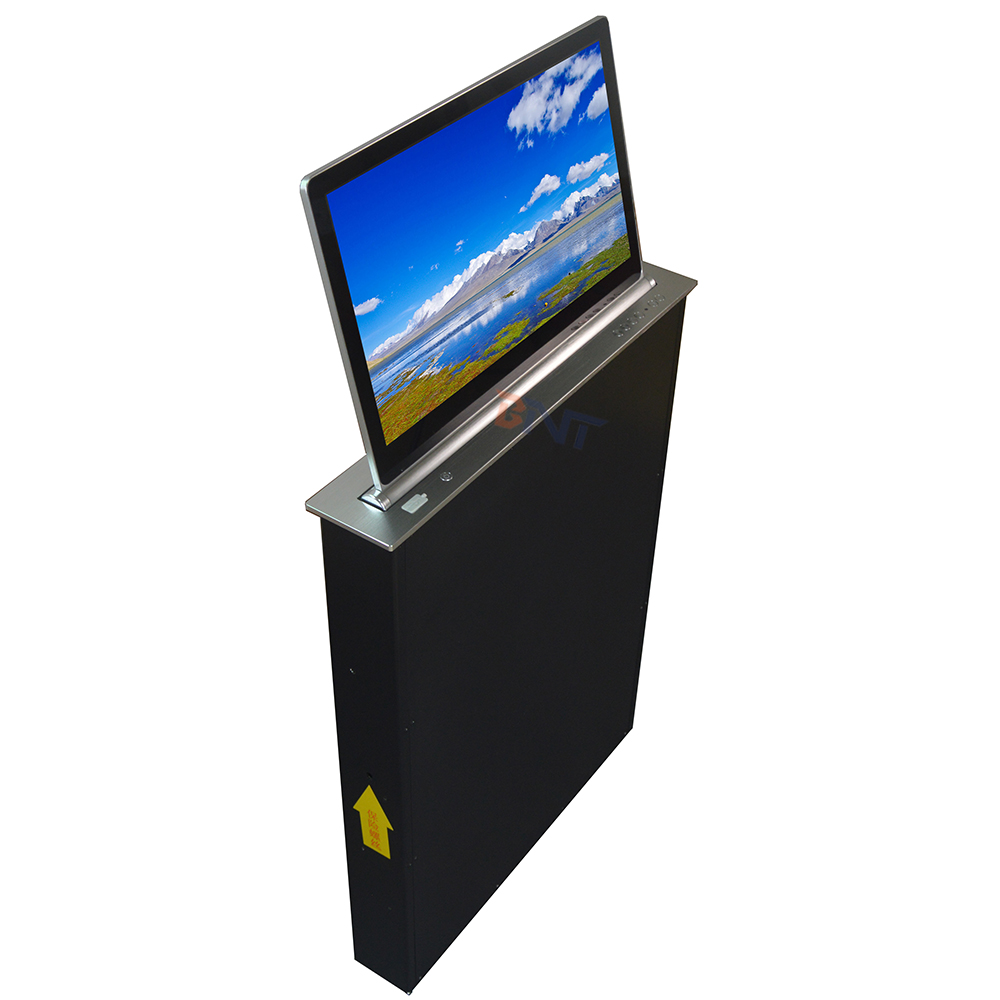 Electric smart office 17.3 inch retractable monitor pop up screen with name card screen