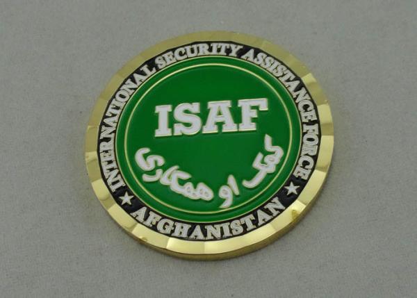 Quality Brass ISFA Personalized Army Coin Die Struck , Transparent Box Diamond Edge for sale