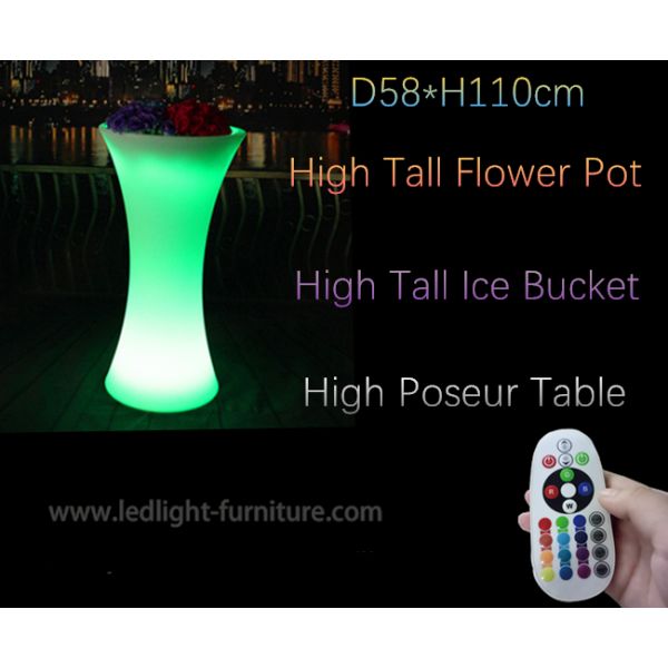 Poseur Table Light Up Flower Pots PE Plastic Material Multi Colors For Wine Cooling