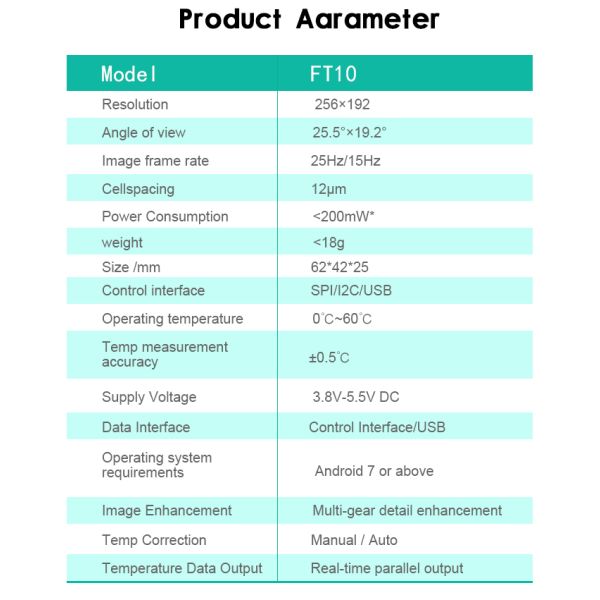 USB Data Transmission 256*192 Temperature Measurement Camera