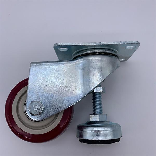 Quality 5 Inch Adjustable Foot Red Polyurethane Caster Wheels for sale