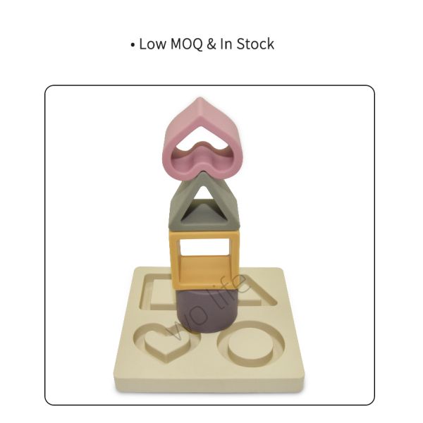 Montessori Sensory Food Grade Silicone Stacking Blocks For Toddlers