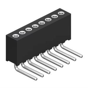 1.27mm Machined Female Header H4.1 Round Single Row Right Angle Pin Header Female