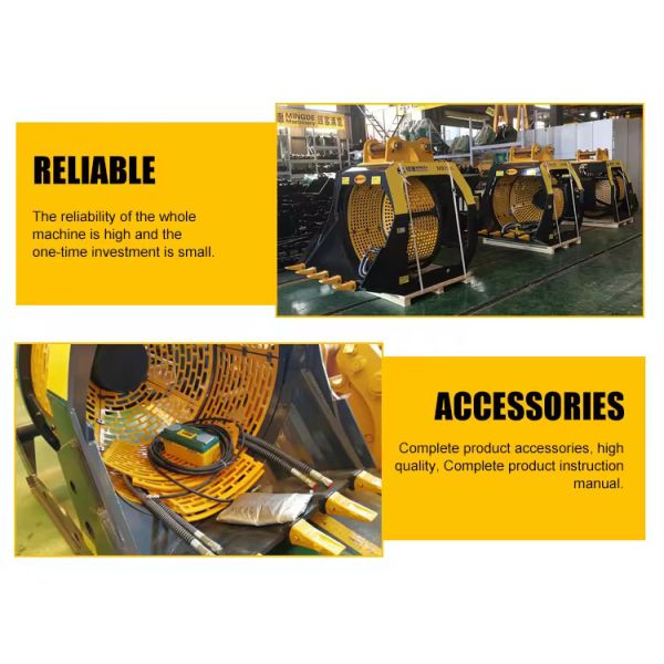 Rotary Screening Bucket Excavator Attachments Hydraulic Drum Screening Hopper Rotating Screening Bucket