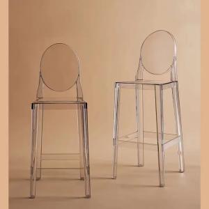 Transparent Clear Acrylic Bar Stools Stackable Plastic Bar Stools With Backs