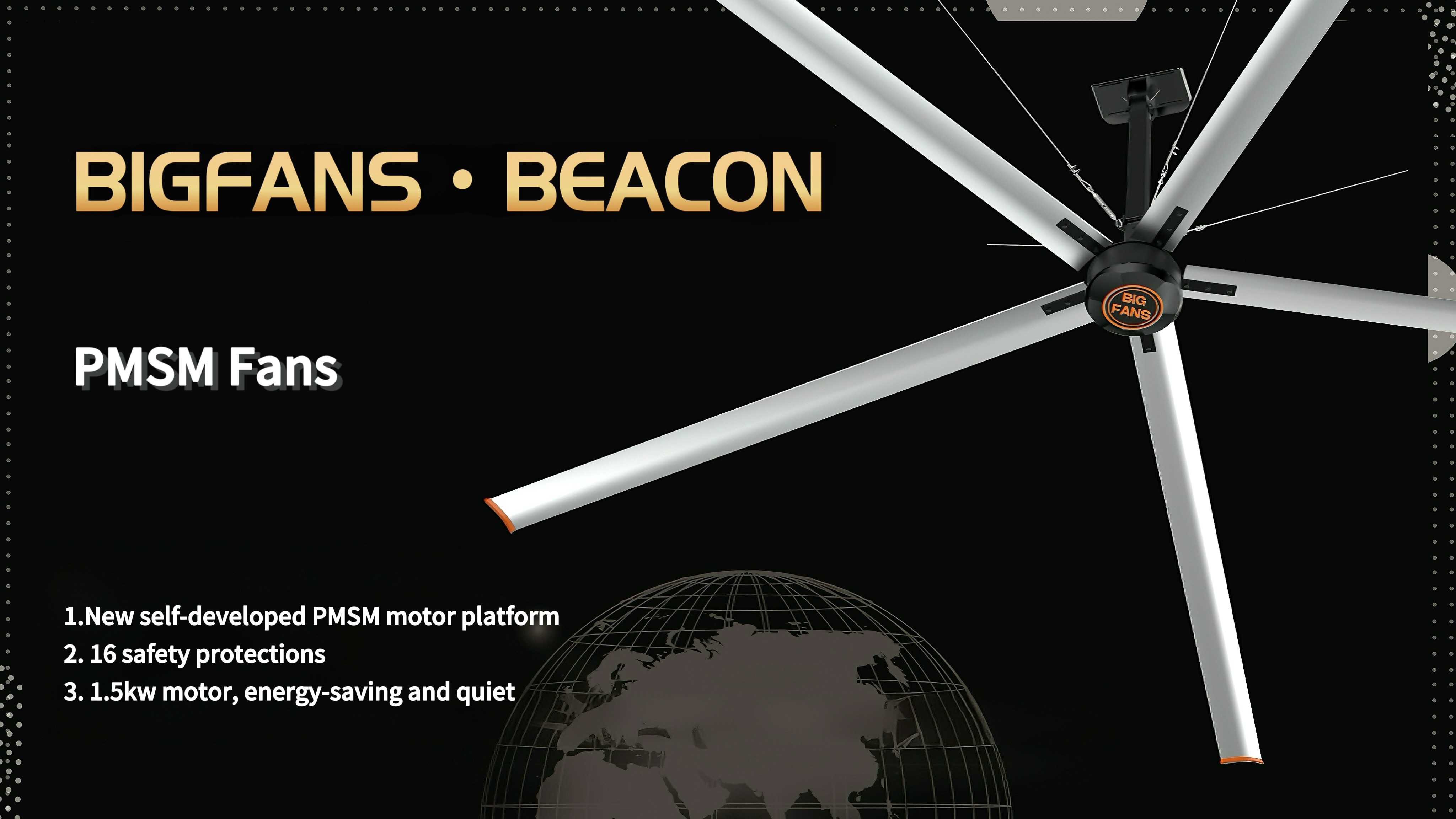 Permanent Magnet HVLS Ceiling Fans For Energy & Mining Remote Or Wall Controller