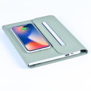 Custom High Quality Luxury Hardcover Business Powerbank Leather Multifunctional Wireless Charging A5 Notebook
