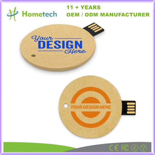 6g Round Card USB Made from Recyclable Paper with Windows/Mac OS/Linux