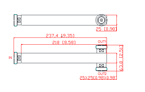 550/698-4000MHz DIN Female Low PIM -165dbc 2 Way Reactive Power Splitter For DAS IBS