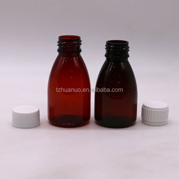 Customized Colors 100ml PET Amber Plastic Oral Liquid Drug-Grade Bottle with Safety Cap