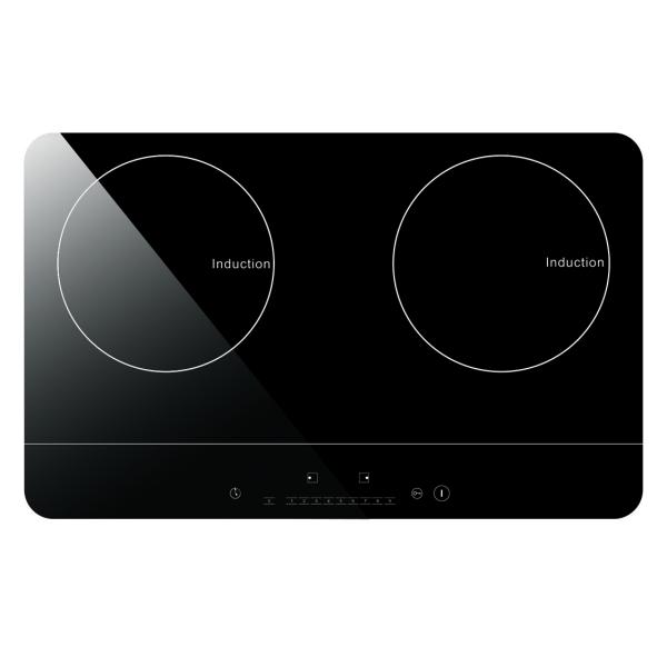 Quality Metal Shell Crystal Glass Double Cooktop Induction for sale