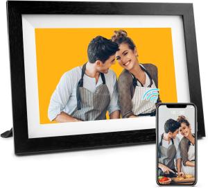 Digital Display 10.1 Inch Digital Photo Frame Wall Mounted With Wood Frame  And Micro USB Slot