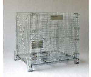 China Wire Mesh Container Heavy-Duty Rigid Rolling Collapsible Wire Mesh Container With Caster on sale