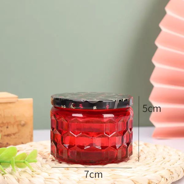 Mosaic Honeycomb Embossed Empty Glass Candle Jars 4OZ 120ML Candle Container For Wedding Party
