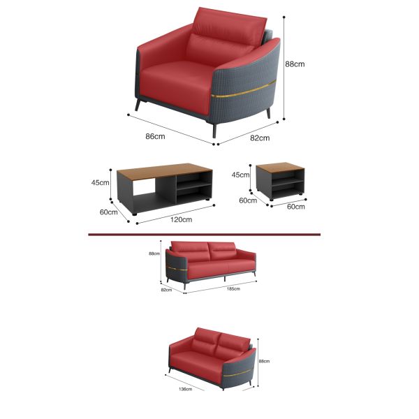 GENUINE Leather Modern Office Sofa Set Reception Sofa for Contemporary Office Talks