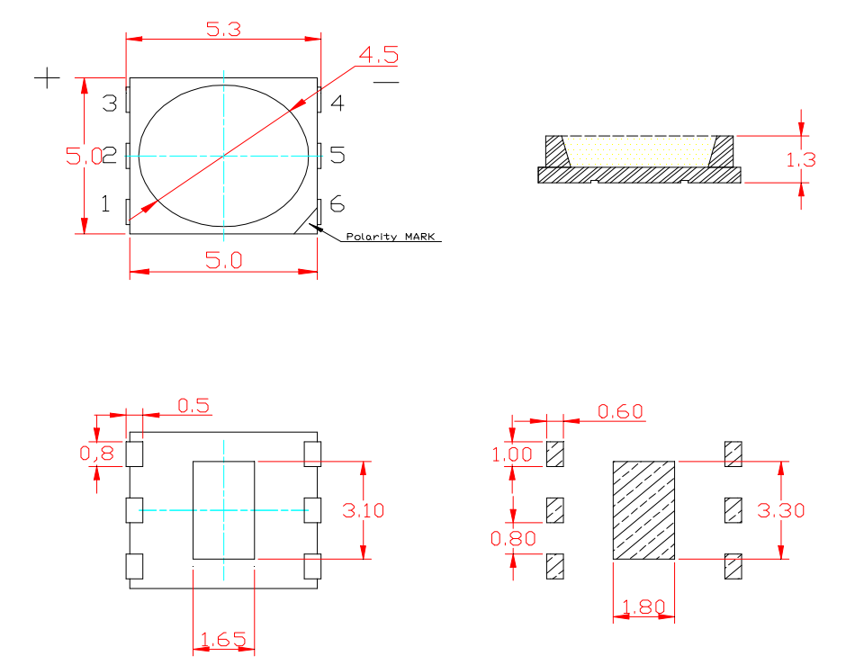 3030 5050 RGB SMD LED Chip 3 In 1 Dimmable LED Chip 0.2W