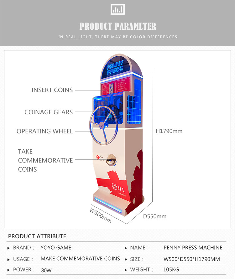 Coin Operated Arcade Game Machine Tourist DIY Souvenir Coin Press Game Machine Museum Penny Video Redemption Machine For