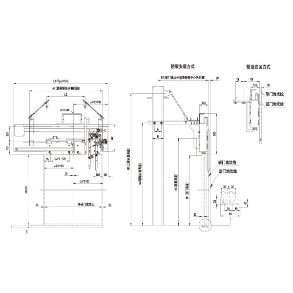 2 Panel Car Elevator Door Operator / 96 Sill Elevator Replacement Parts
