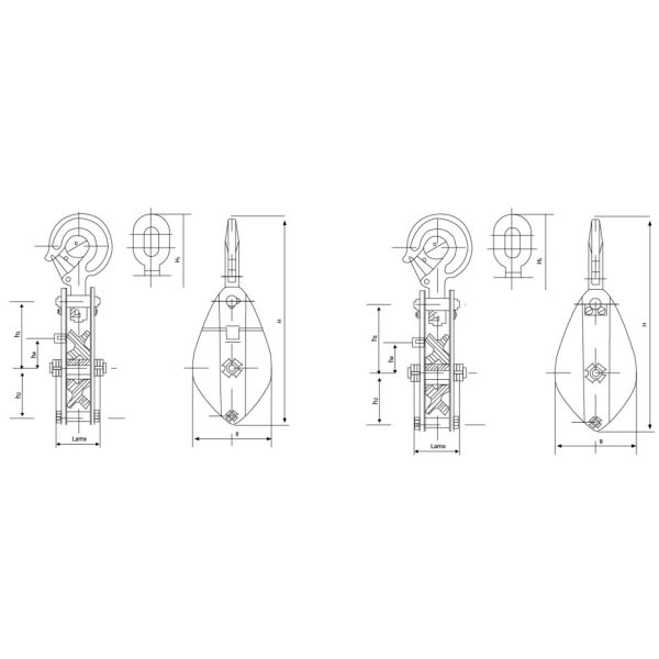 Pulley block with hook/ring ,Single-Sheave