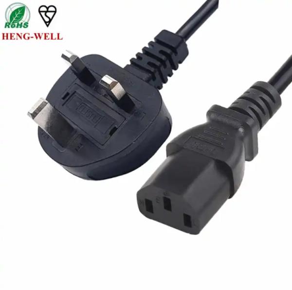 Quality ASTA C13 Connector UK Power Cord BSI UK Cables Fuse 3 Pin Consumer Electronics 250A 13A AC Power Cable for sale