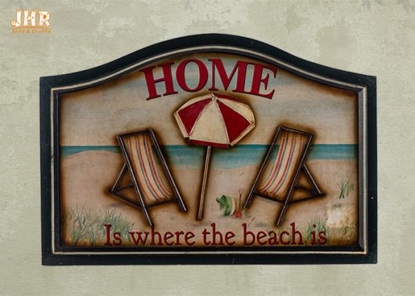 Quality Beach Wall Decor Wooden Wall Plaques Decorative Wall Mounted Plaques White Color for sale