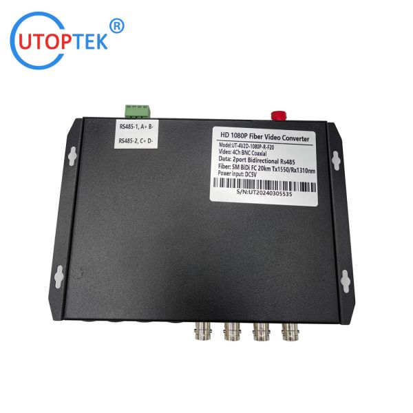 4ch 1080P BNC video+2port Rs485 data, Fiber FC/SC/ST 20km, HD-CVI/AHD/TVI 1080P Coaxial Video over Fiber Converter