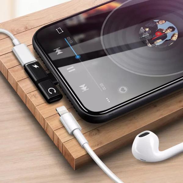 2 in 1 Dual Mini Jack Adapter Capsule Lightning Charger and Headphone Adapter Splitter Compatible with Phone