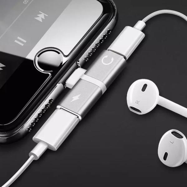 2 in 1 Dual Mini Jack Adapter Capsule Lightning Charger and Headphone Adapter Splitter Compatible with Phone