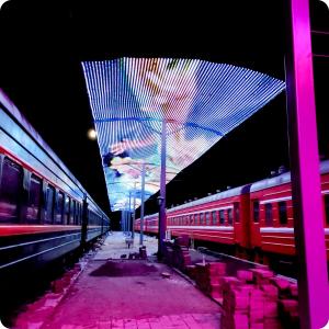 Buy cheap Commercial Buildings Transparent LED Mesh Screen Ip67 Foldable Display product