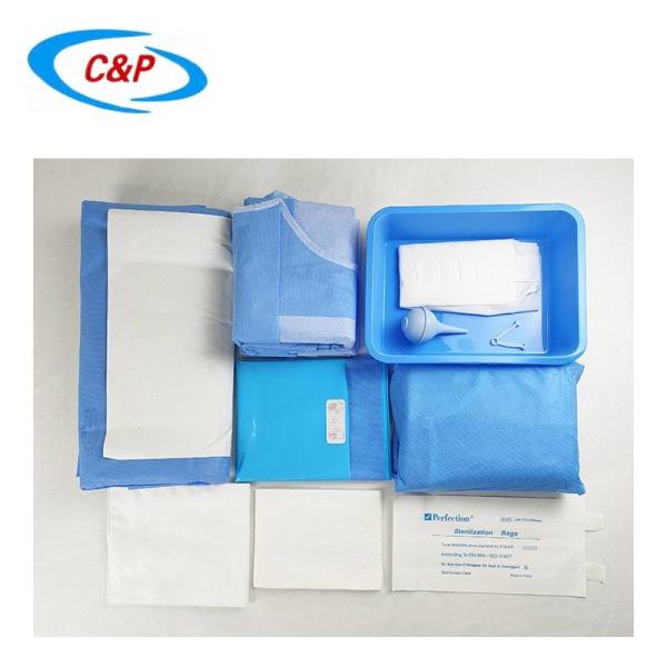 Blue Medical C Section Surgical Drape Pack Anti Static SMS Waterproof Fabric