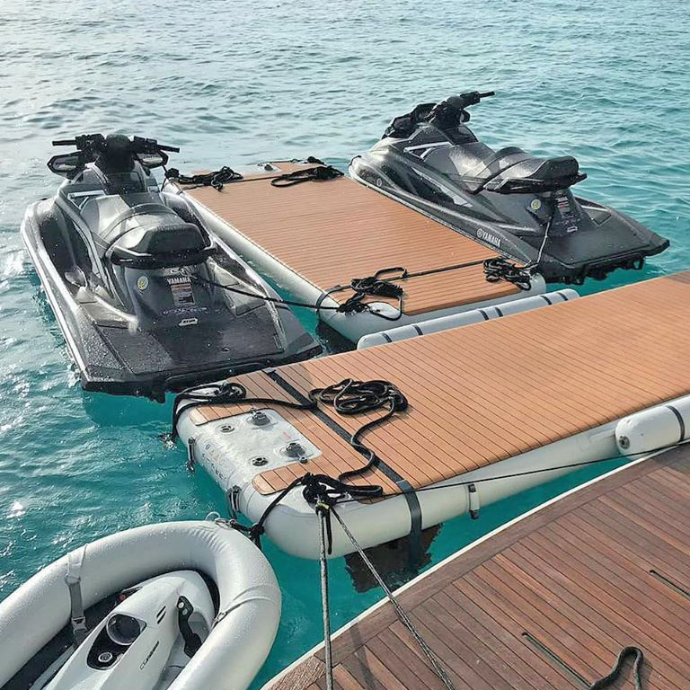 Drop Stitch Inflatable Swim Platform Floating Dock , Inflatable U Dock Platform Station For Boat And Jet Ski