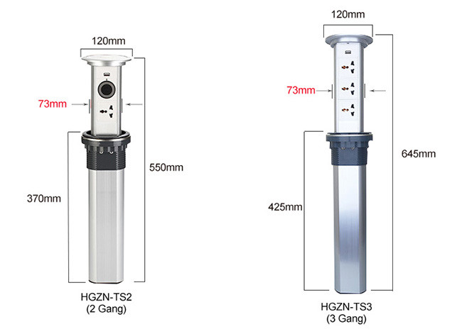 Intelligent Motorized Pop Up Socket Aluminum Tabletop Pop Up Socket