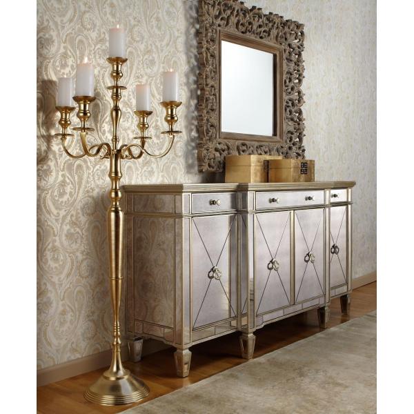 55 Inch Height Mirrored 4 Door Sideboard , Luxury Devin Mirrored Sideboard
