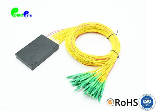 Quality Fiber Optic PLC Splitter 2x32 Splice Pigtailed ABS Module 2.0mm LC / APC Singlemode for sale