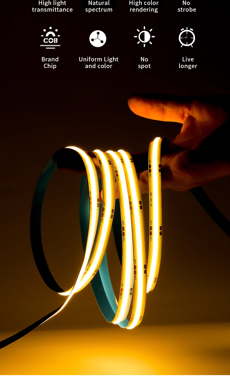 Cuttable COB LED Strip Light Kit 24v with 50000 Hours Lifespan and Multi Colors White