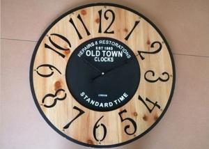 China Handmade Classical Retro 12H Round Wooden Clocks on sale