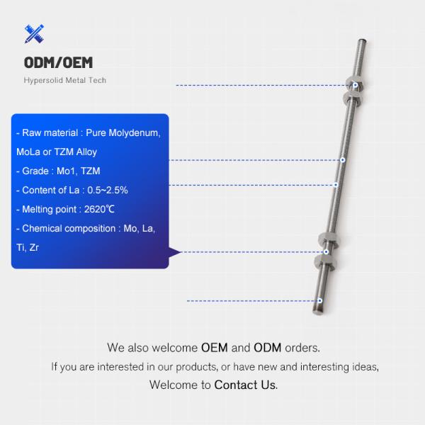 All Mo Polishing Molybdenum Threaded Rod Customized
