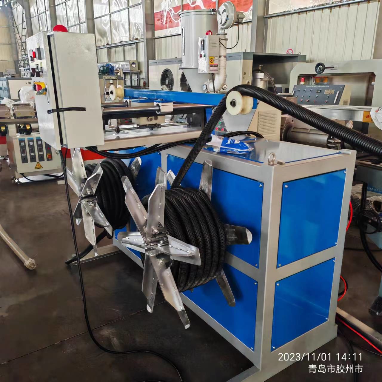 SGS HDPE Pipe Extruder Machine , Plastic Single Wall Corrugated Pipe Production Line