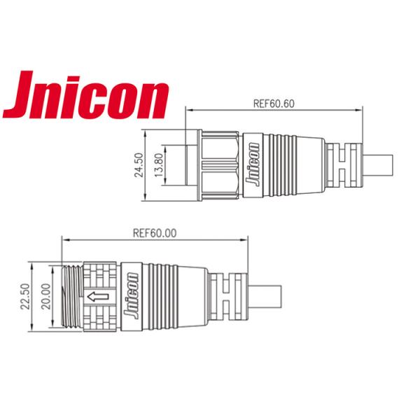 Pre - Wire 3 Pole Female 20A Waterproof Connectors Custom Cable Size And Length