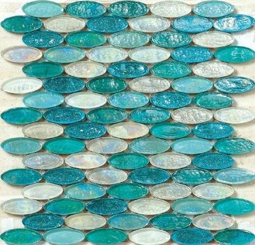 Quality Boarder decoration water waving glass mosaic tile ellipse shape tile for sale