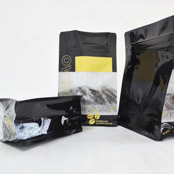 Quality Spot UV Aluminum Foil Coffee Bean Packaging Pouches Flat Bottom With Valve for sale