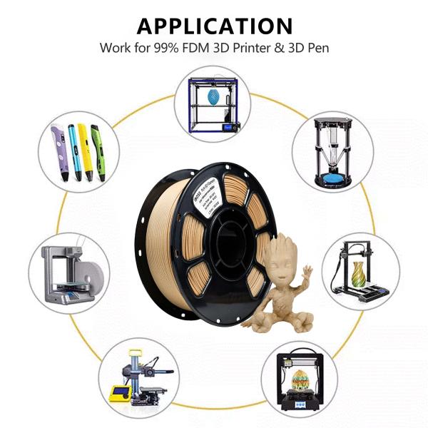 1kg PLA+ Filament For 3D Printer Bubble Free Yellow Pear Wood Industry