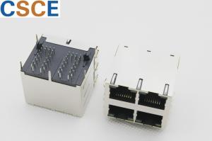 W / PEG Ethernet Magnetic RJ45 Jack 2 * 2 Port Nickel Shield Plating Material With Leds